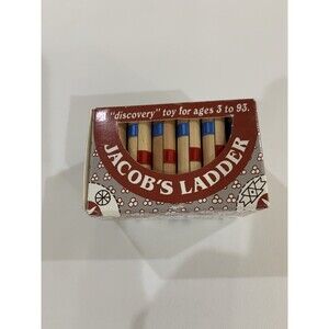 Jacob's Ladder Francis Family Folk Toy Wood RedBlue Ribbon Illusion Block Trick